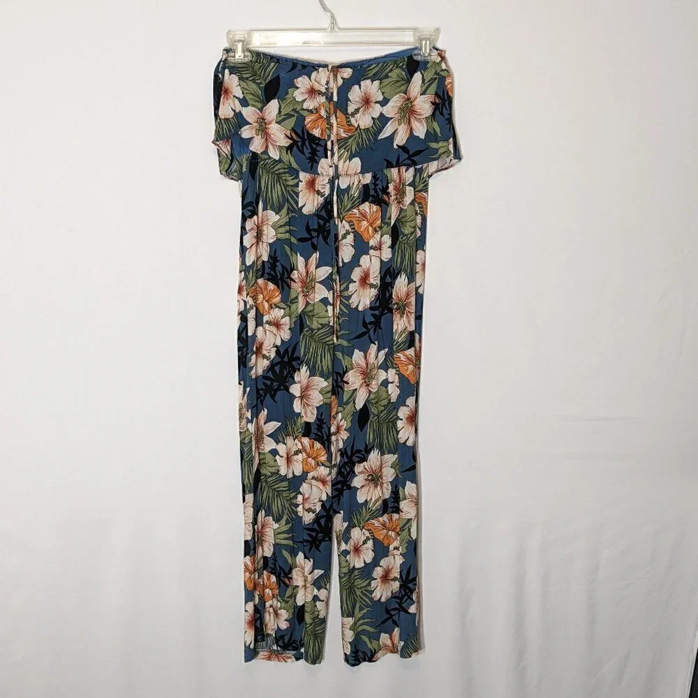 Girl's PEYTON BRE; Blue Floral Strapless Jumpsuit; Halter Strap; Size 14
